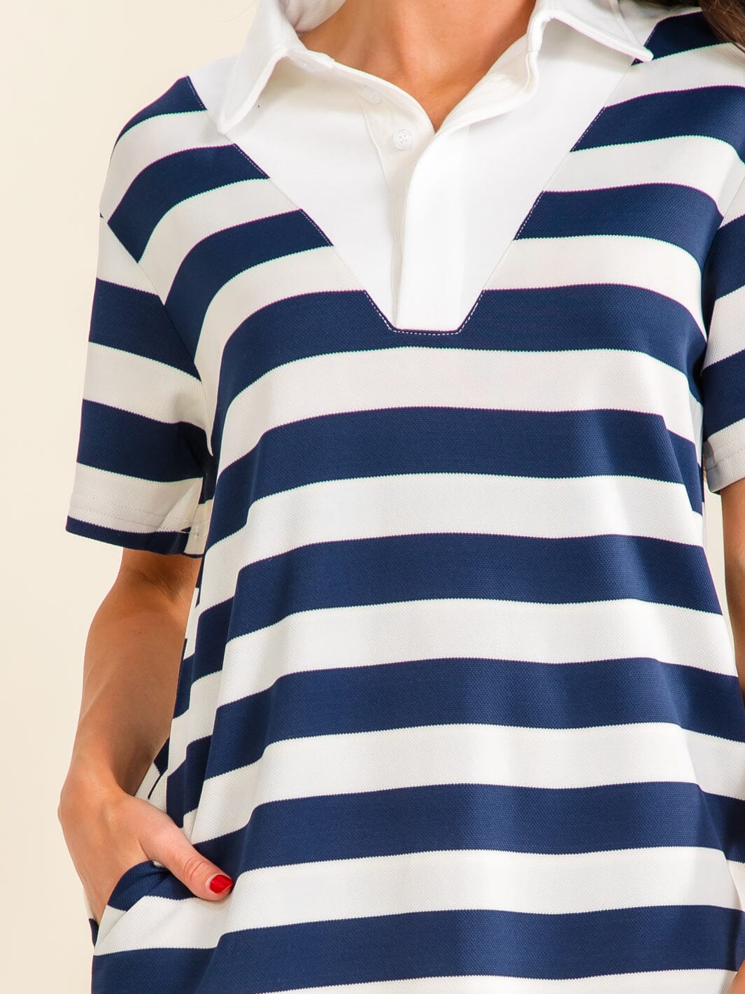 ENTRO WOMEN'S SHORT SLEEVE BUTTON UP FRONT POCKETS STRIPES MAXI DRESS