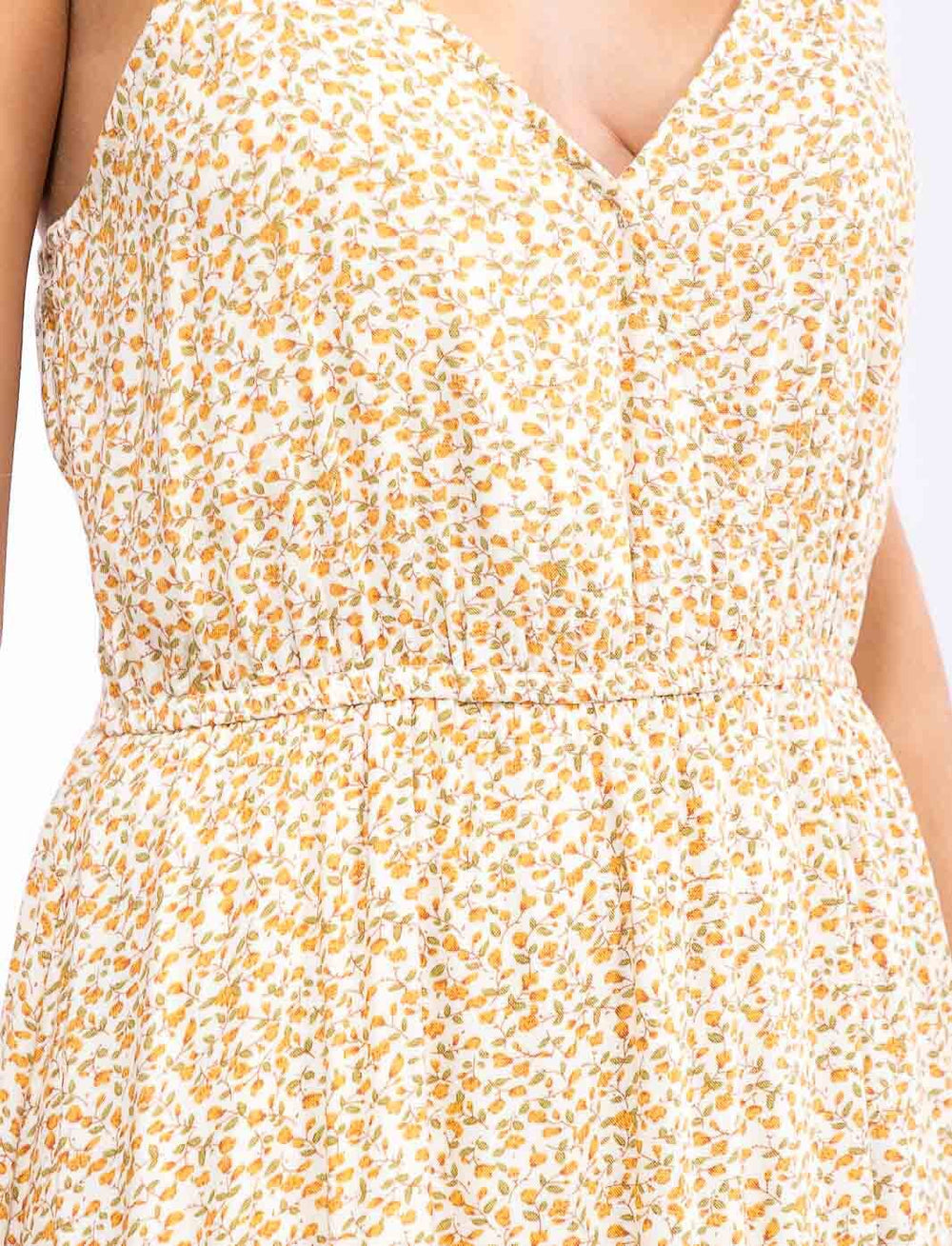 WOMEN'S SLEEVELESS SURPLICE ELASTIC WAIST FLORAL TIERED MAXI DRESS