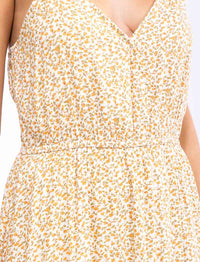WOMEN'S SLEEVELESS SURPLICE ELASTIC WAIST FLORAL TIERED MAXI DRESS