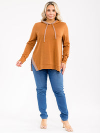 PLUS SIZE LONG SLEEVE HOODED TOP