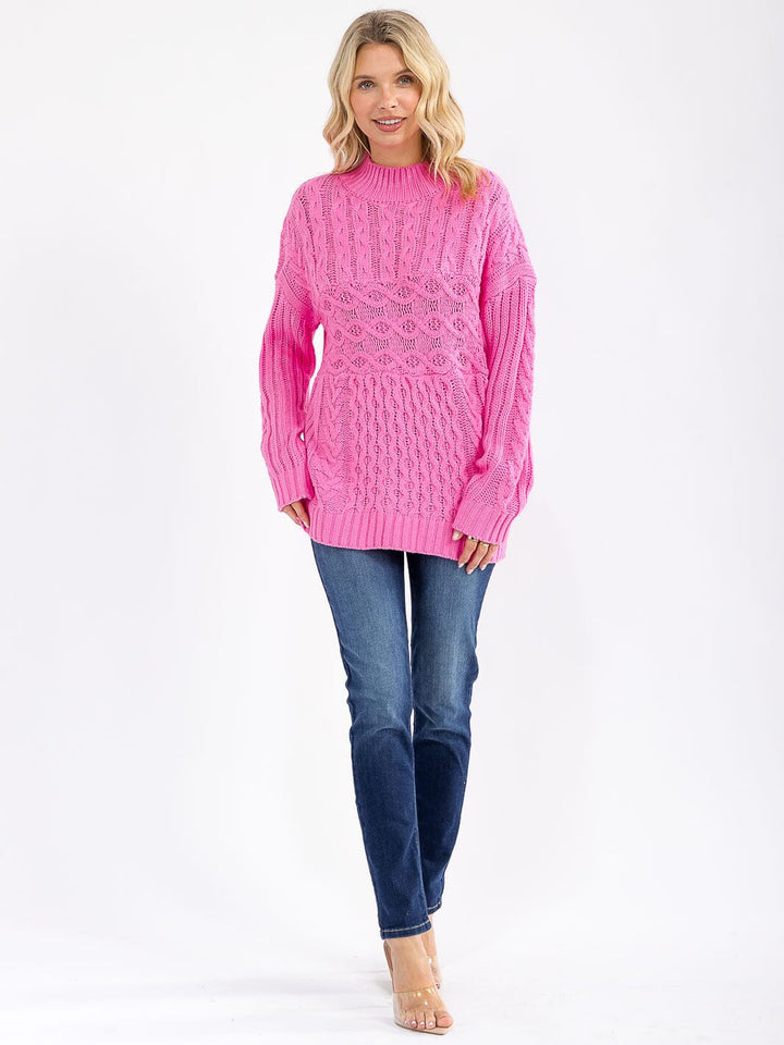 WOMEN'S LONG SLEEVE DETAILED KNIT PULLOVER SWEATER