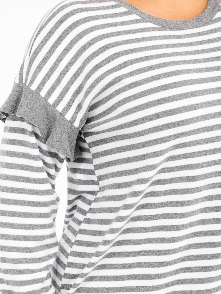 PLUS SIZE LONG SLEEVE COLORBLOCK STRIPES TOP