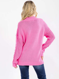 WOMEN'S LONG SLEEVE DETAILED KNIT PULLOVER SWEATER