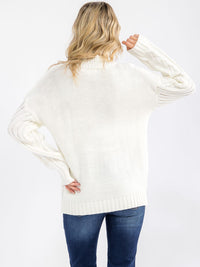 WOMEN'S LONG SLEEVE DETAILED KNIT PULLOVER SWEATER