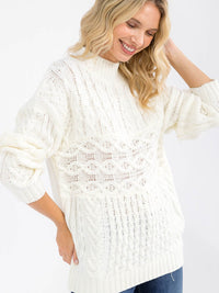 WOMEN'S LONG SLEEVE DETAILED KNIT PULLOVER SWEATER