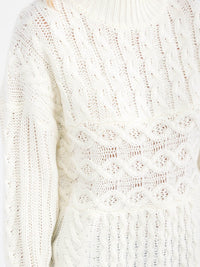 WOMEN'S LONG SLEEVE DETAILED KNIT PULLOVER SWEATER
