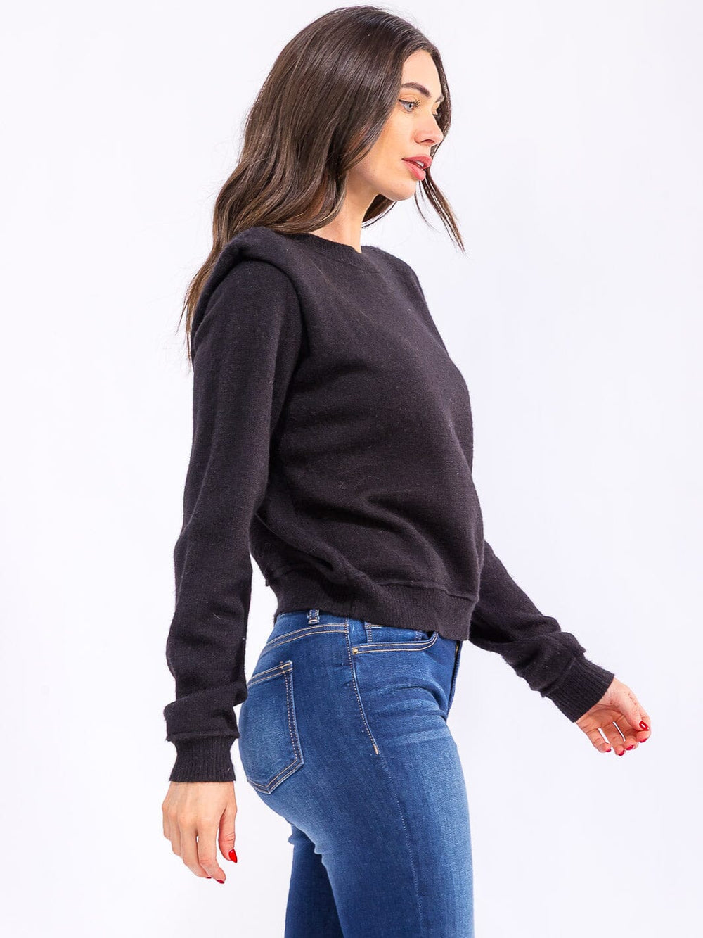 WOMEN'S LONG SLEEVE PADDED SHOULDER BLOUSE