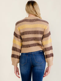 WOMEN'S LONG SLEEVE PULLOVER COLORBLOCK KNIT SWEATER