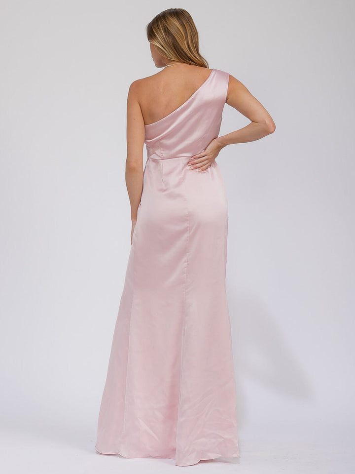 WOMEN'S SLEEVELESS ONE SHOULDER SURPLICE FRONT SLIT MAXI GOWN DRESS