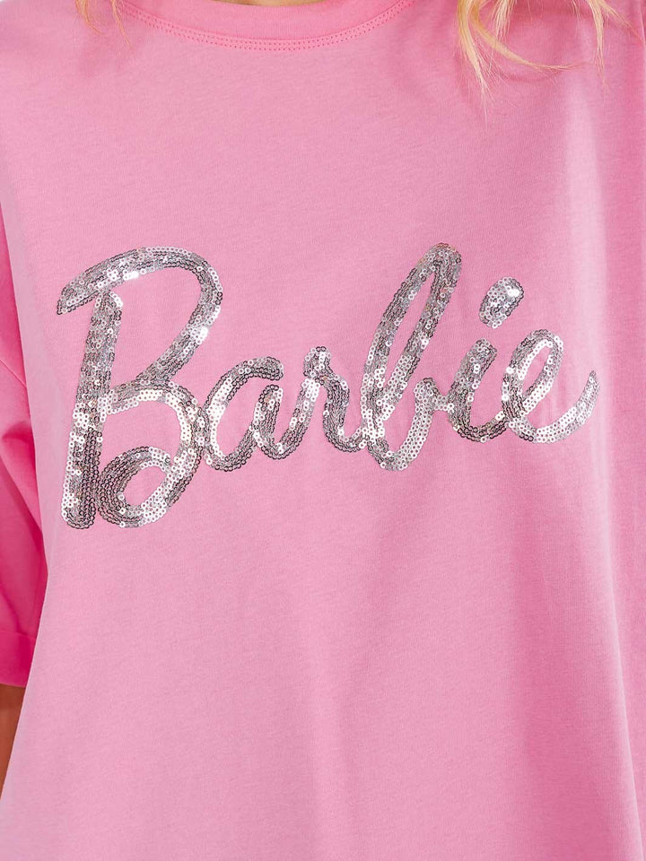 WOMEN'S SHORT SLEEVE SEQUINS GRAPHIC SHIRT