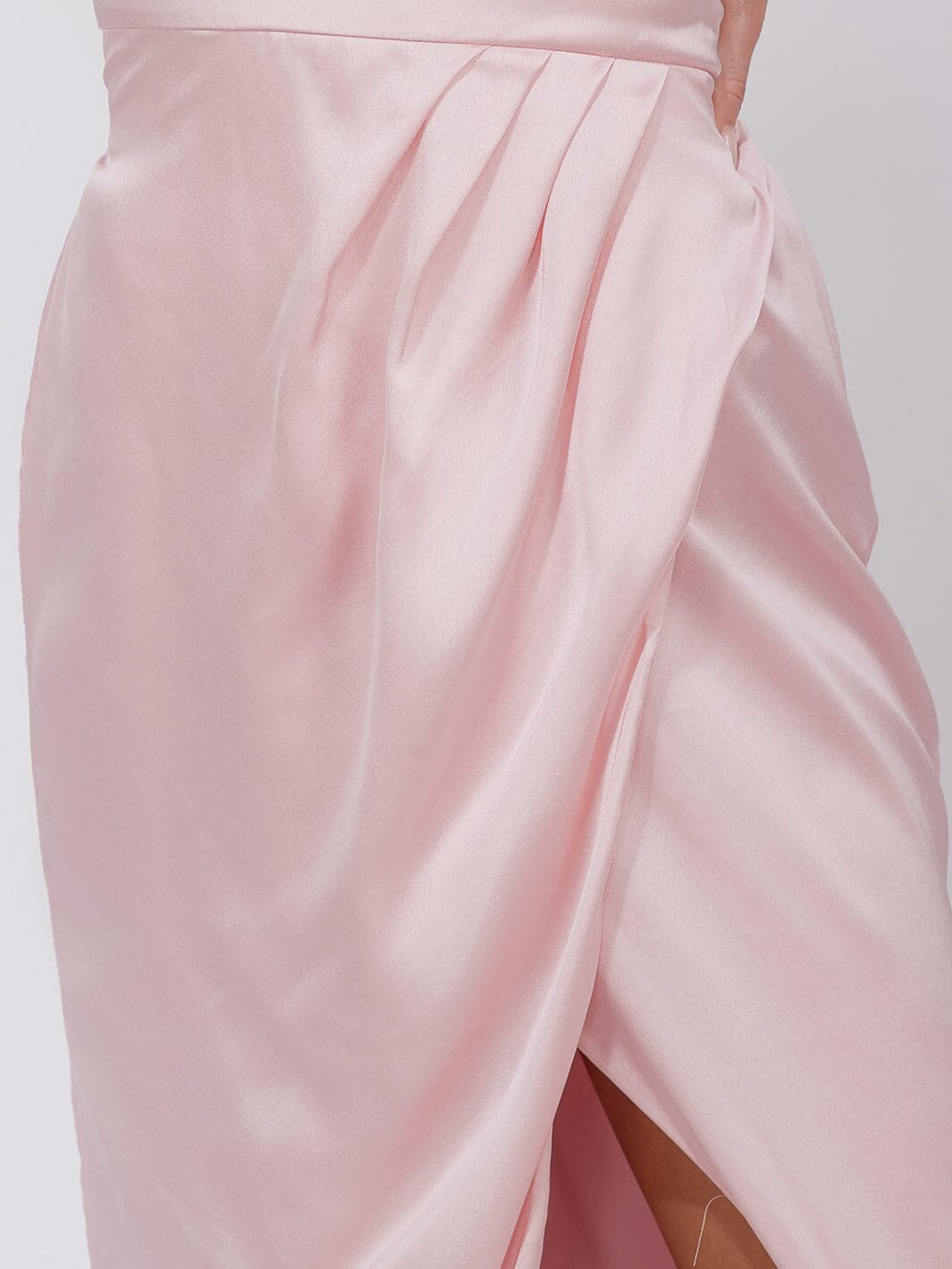 WOMEN'S SLEEVELESS ONE SHOULDER SURPLICE FRONT SLIT MAXI GOWN DRESS