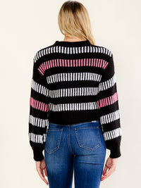 WOMEN'S LONG SLEEVE PULLOVER COLORBLOCK KNIT SWEATER
