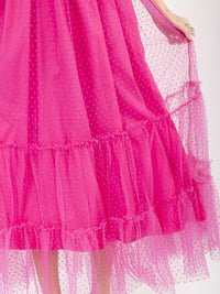 WOMEN'S SHORT PUFF SLEEVE SMOCK SWISS DETAILED MAXI DRESS