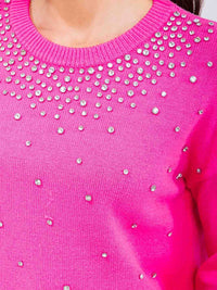 WOMEN'S LONG SLEEVE STUDS DETAILED PULLOVER SWEATER
