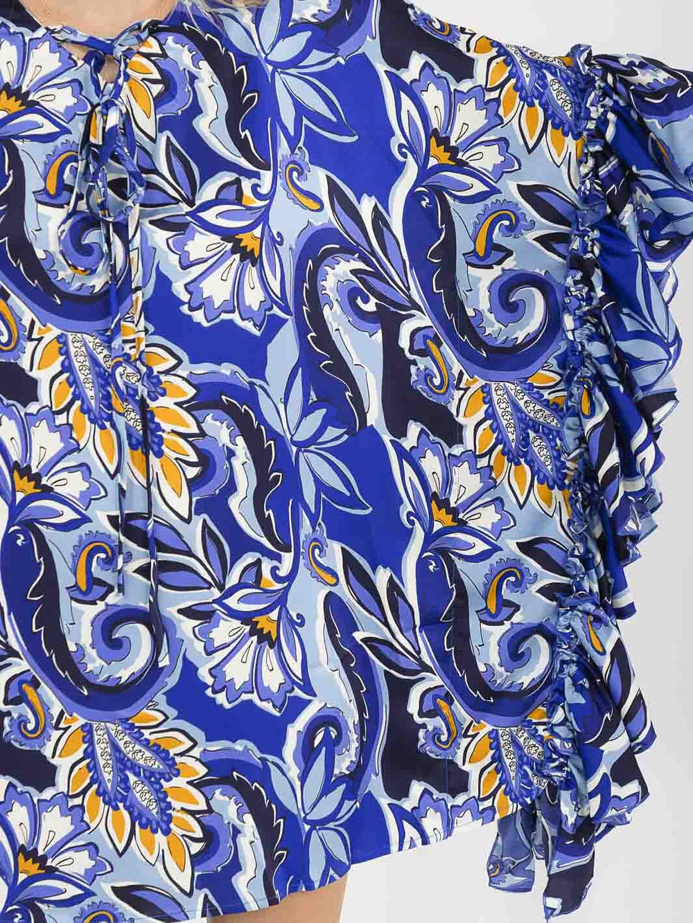 WOMEN'S SHORT RUFFLE SLEEVE MULTI PRINT LOOSE FIT MINI DRESS
