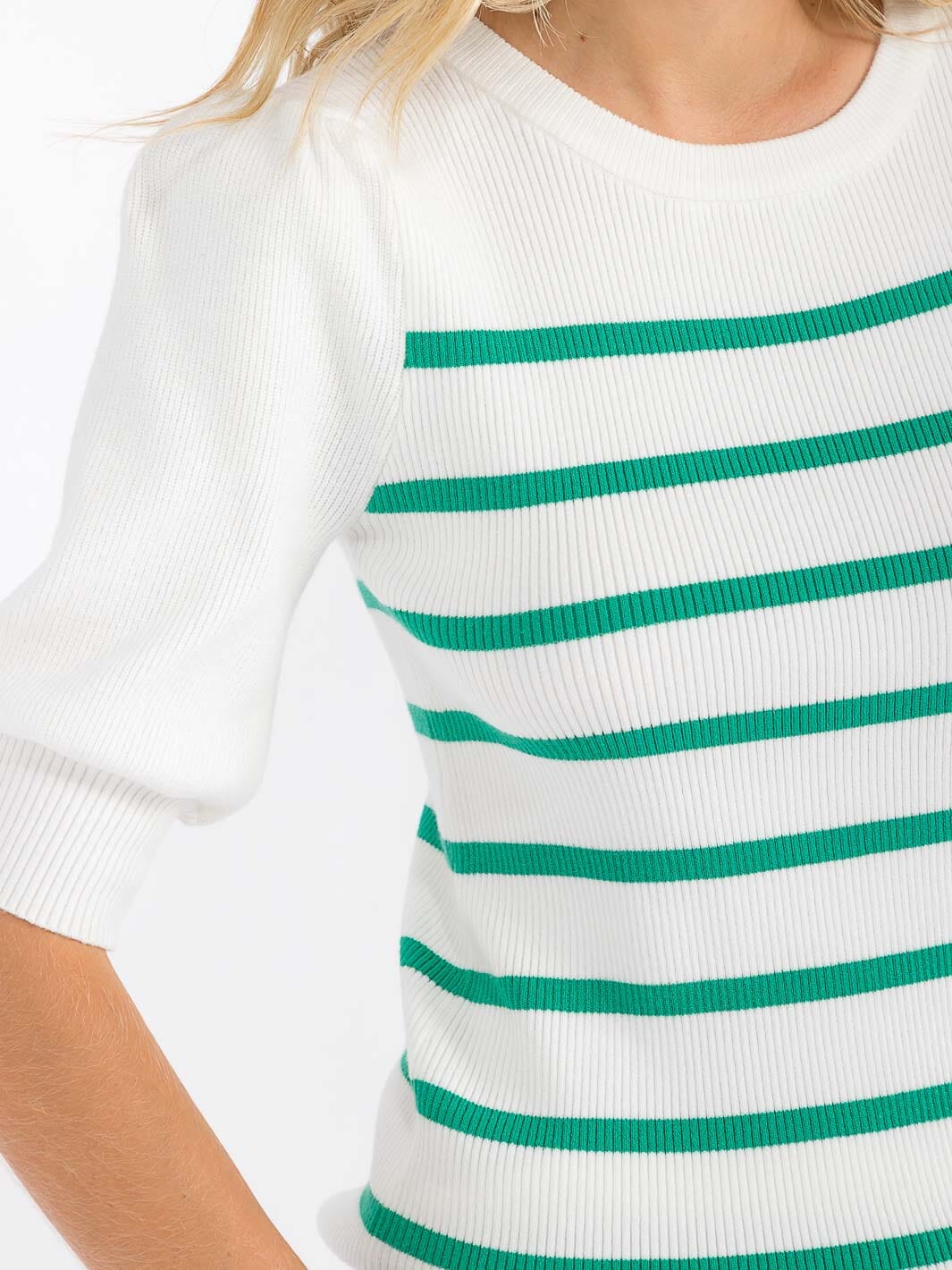 WOMEN'S SHORT SLEEVE COLORBLOCK STRIPES BLOUSE