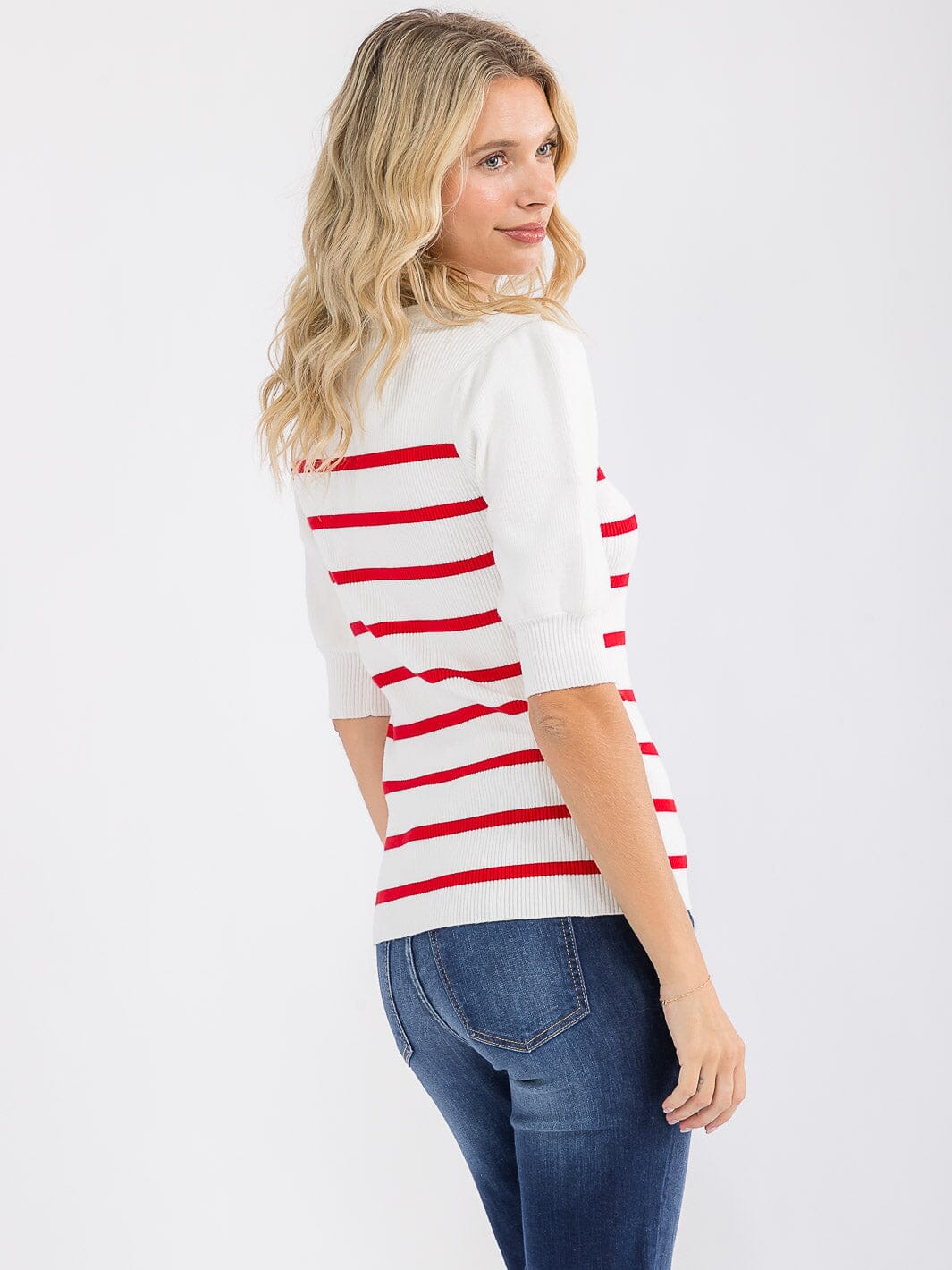 WOMEN'S SHORT SLEEVE COLORBLOCK STRIPES BLOUSE