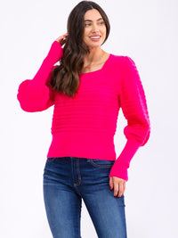 WOMEN'S LONG PUFF SLEEVE SQUARE NECK BLOUSE