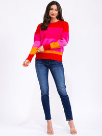 WOMEN'S LONG SLEEVE COLORBLOCK PULLOVER SWEATER