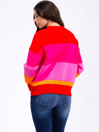 WOMEN'S LONG SLEEVE COLORBLOCK PULLOVER SWEATER