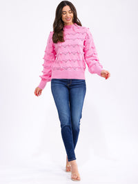 WOMEN'S LONG SLEEVE DETAILED KNITTED PULLOVER SWEATER