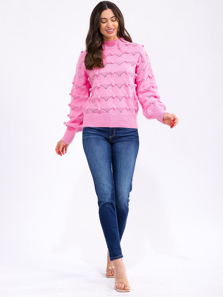 WOMEN'S LONG SLEEVE DETAILED KNITTED PULLOVER SWEATER