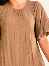 ENTRO WOMEN'S SHORT PUFF SLEEVE TUNIC MINI DRESS