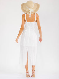 WOMEN'S SLEEVELESS EYELET DETAILED MAXI DRESS