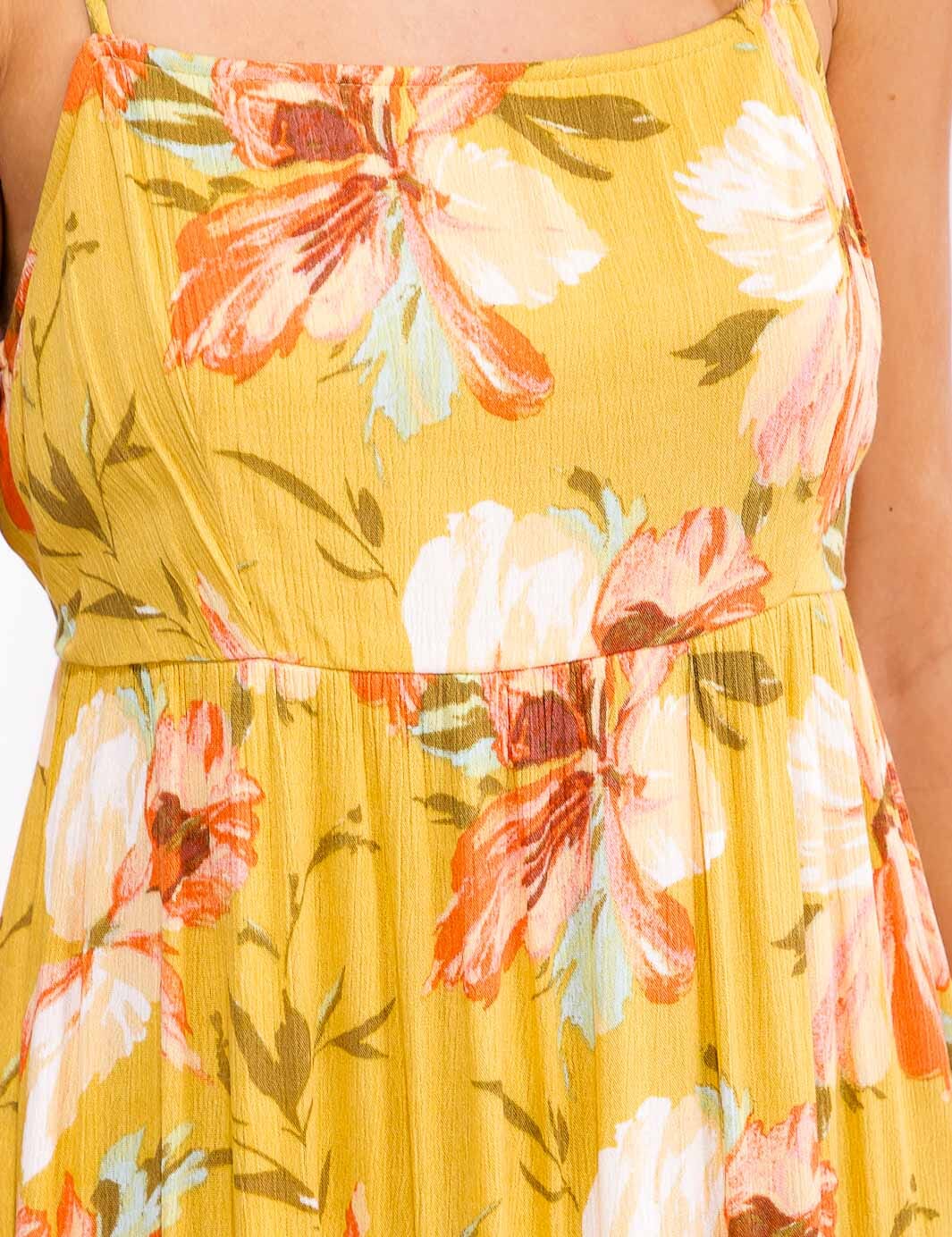 WOMEN'S SLEEVELESS ELASTIC WAIST FLORAL MAXI DRESS