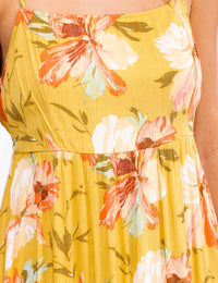 WOMEN'S SLEEVELESS ELASTIC WAIST FLORAL MAXI DRESS