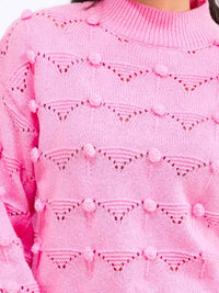 WOMEN'S LONG SLEEVE DETAILED KNITTED PULLOVER SWEATER