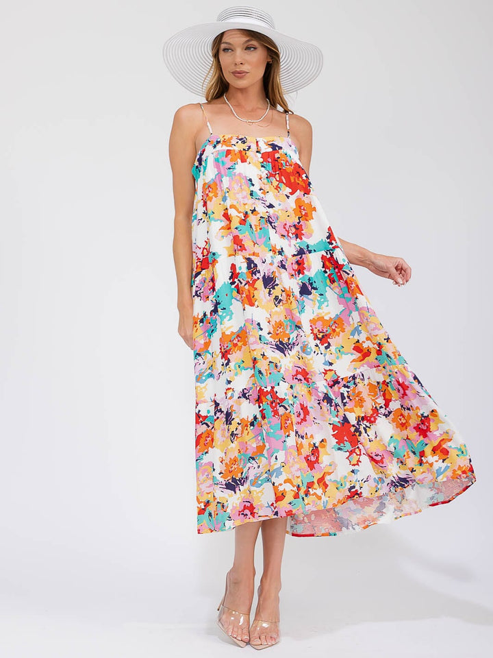 WOMEN'S SLEEVELESS POCKETS FLORAL MAXI DRESS