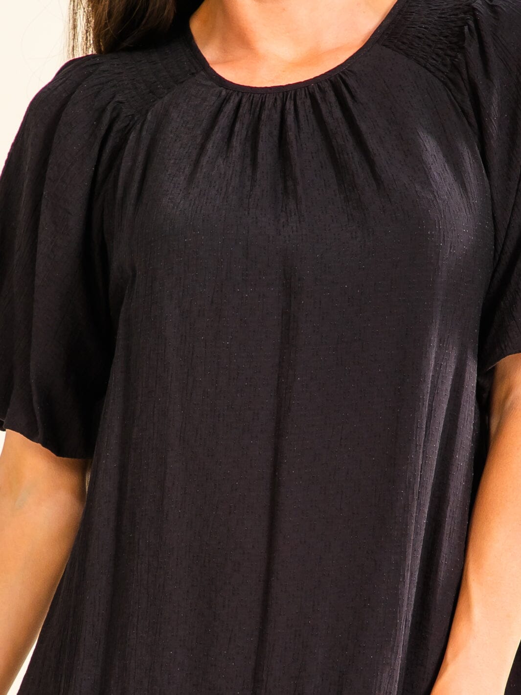 ENTRO WOMEN'S SHORT PUFF SLEEVE TUNIC MINI DRESS