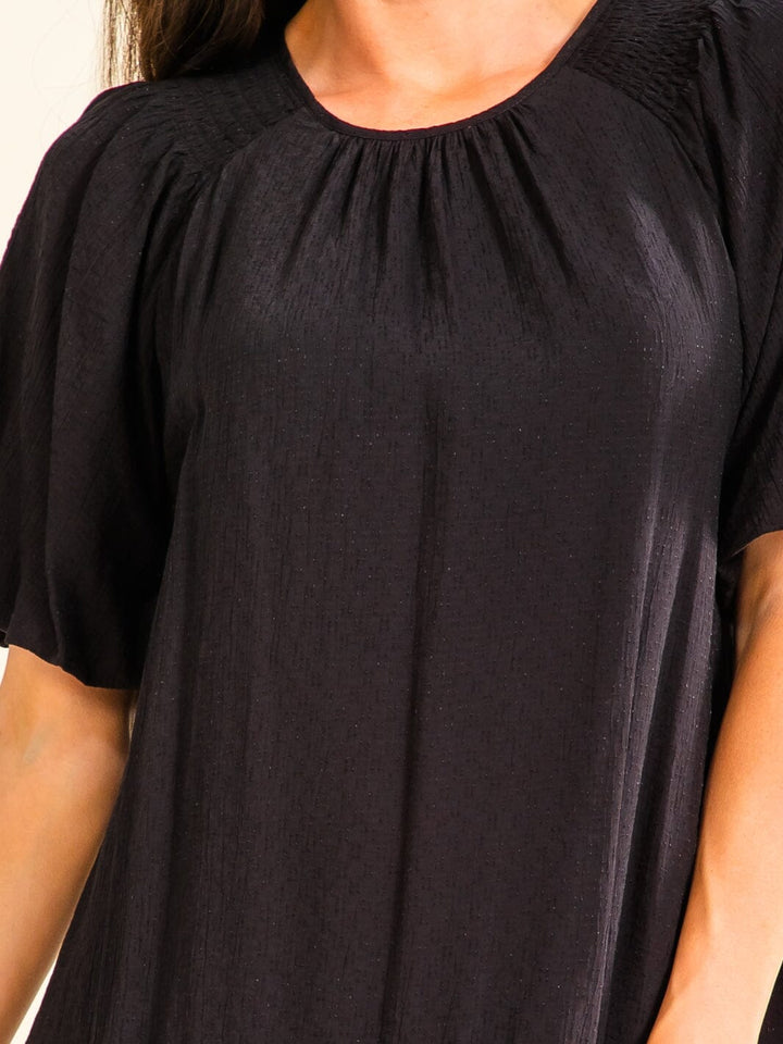 ENTRO WOMEN'S SHORT PUFF SLEEVE TUNIC MINI DRESS