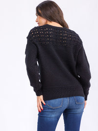 WOMEN'S LONG SLEEVE FRINGE DETAILED KNITTED PULLOVER SWEATER