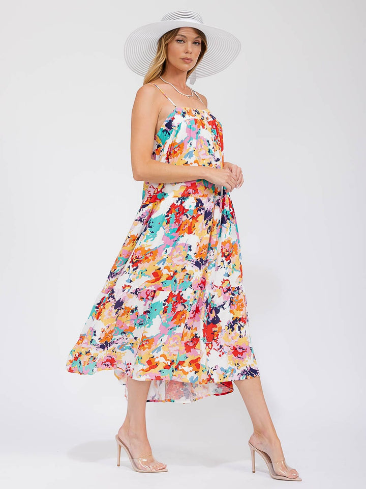 WOMEN'S SLEEVELESS POCKETS FLORAL MAXI DRESS