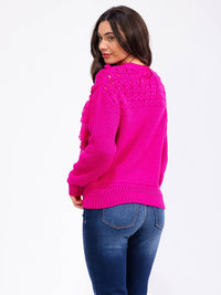 WOMEN'S LONG SLEEVE FRINGE DETAILED KNITTED PULLOVER SWEATER
