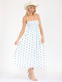 WOMEN'S SLEEVELESS SMOCK FLORAL MAXI DRESS