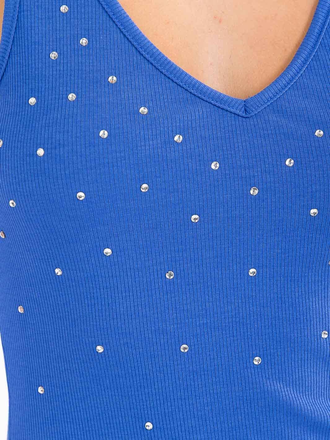WOMEN'S SLEEVELESS V-NECK STUDS DETAILED TANK TOP