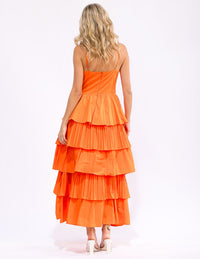 WOMEN'S SLEEVELESS RUFFLE TIERED MAXI DRESS