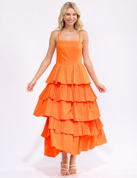 WOMEN'S SLEEVELESS RUFFLE TIERED MAXI DRESS