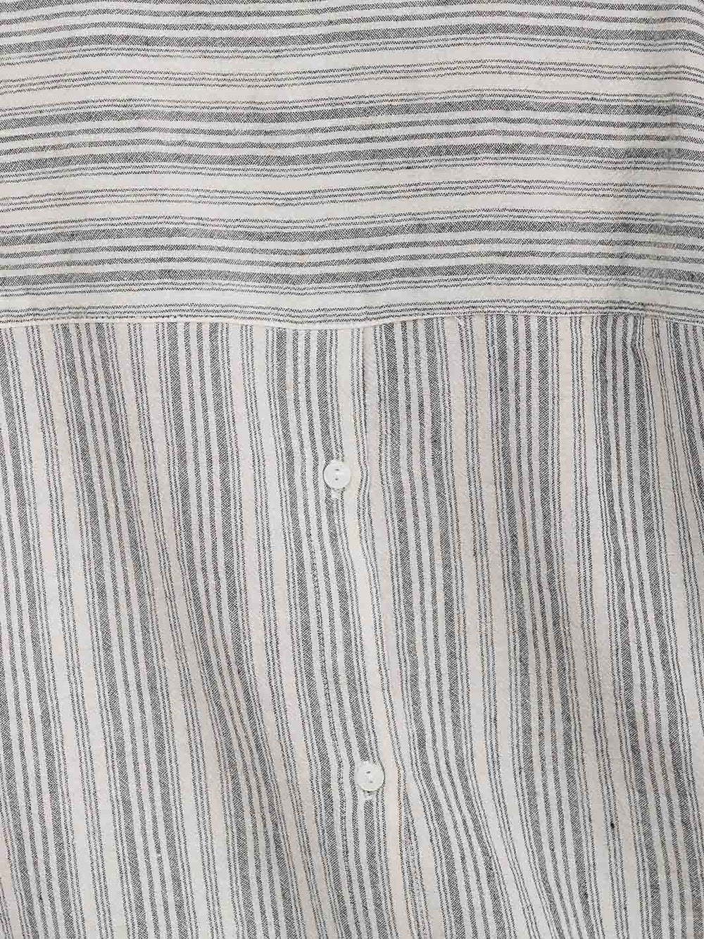 WOMEN'S SHORT SLEEVE V-NECK BACK DETAILED STRIPES BLOUSE