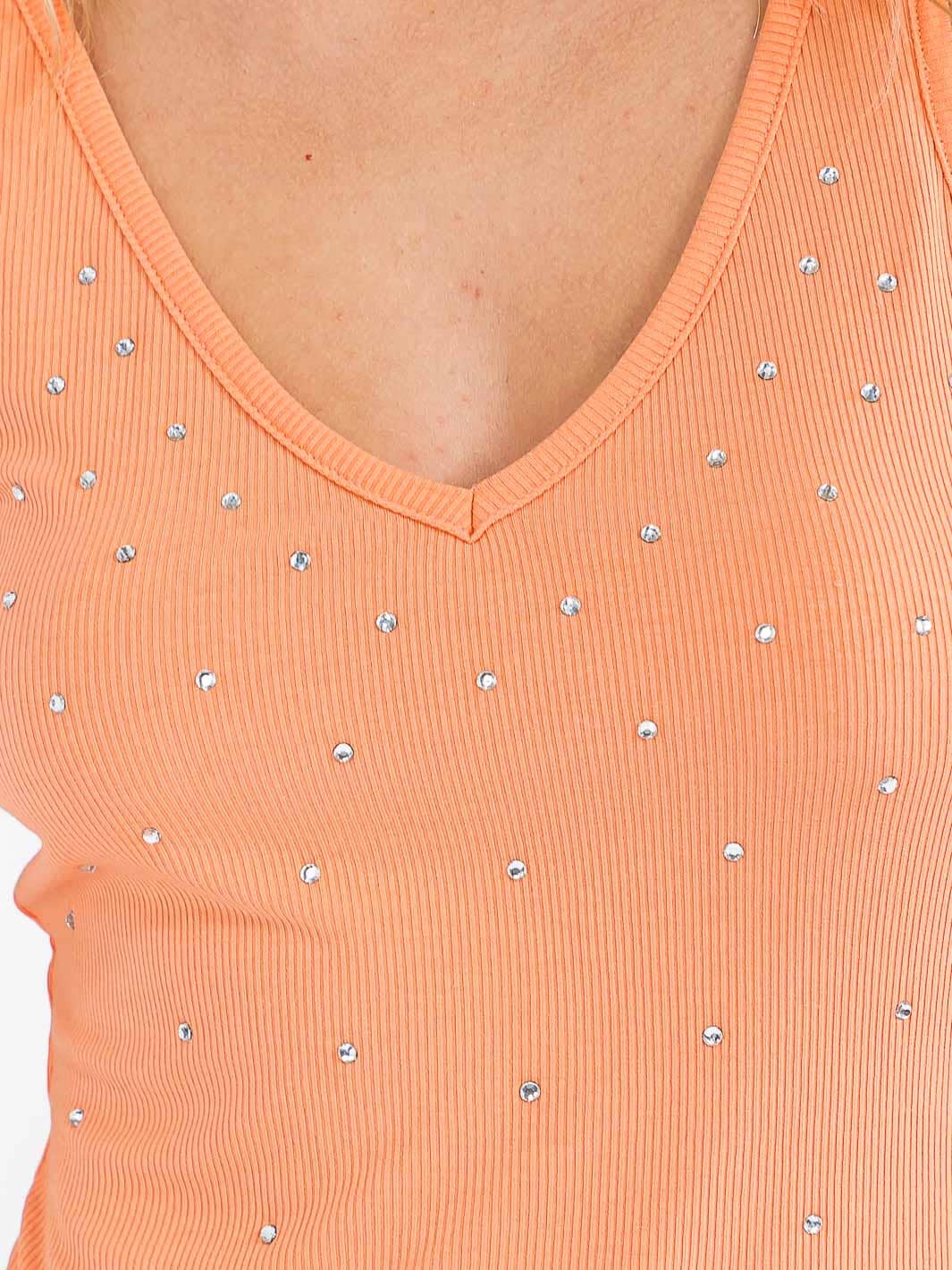 WOMEN'S SLEEVELESS V-NECK STUDS DETAILED TANK TOP