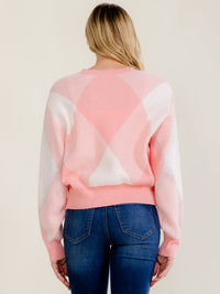 WOMEN'S LONG SLEEVE COLORBLOCK SHIMMER FUZZY PULLOVER SWEATER