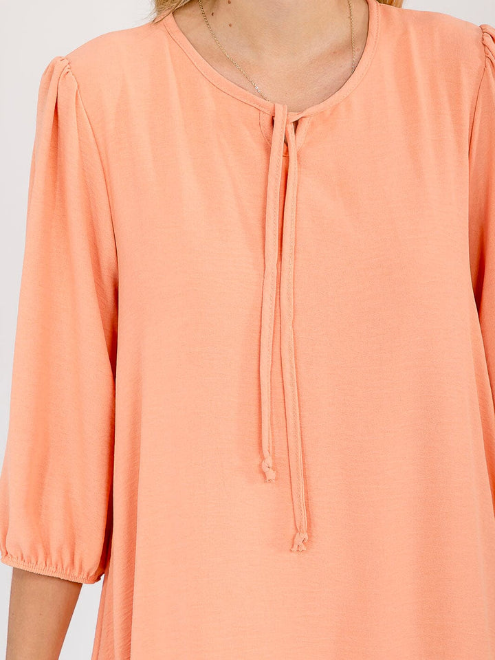 WOMEN'S 3/4 SLEEVE RUFFLE BOTTOM HEM FRONT POCKETS LOOSE FIT MAXI DRESS