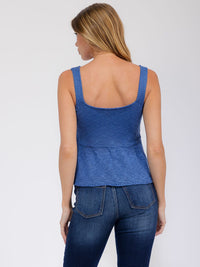 WOMEN'S SLEEVELESS SQUARE NECK PEPLUM TANK TOP