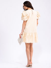 WOMEN'S SHORT PUFF SLEEVE LOOSE FIT MINI DRESS