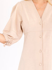 WOMEN'S SHORT SLEEVE V-NECK BUTTON UP OPEN BACK MAXI DRESS