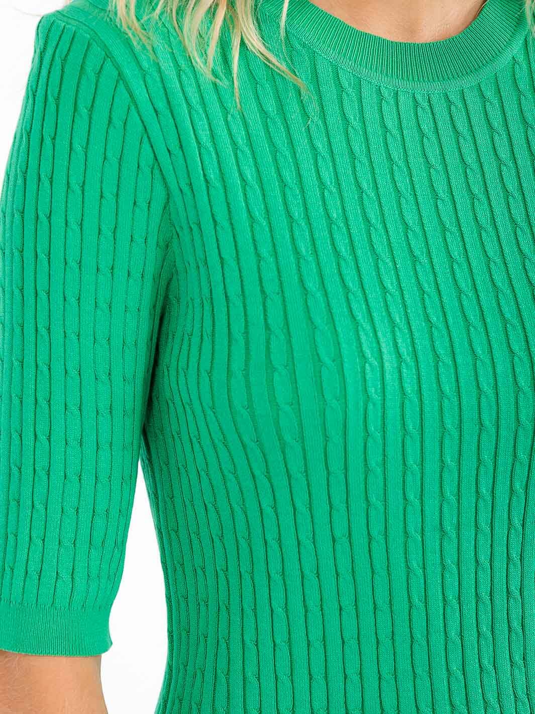 WOMEN'S SHORT SLEEVE RIBBED DETAILED BLOUSE