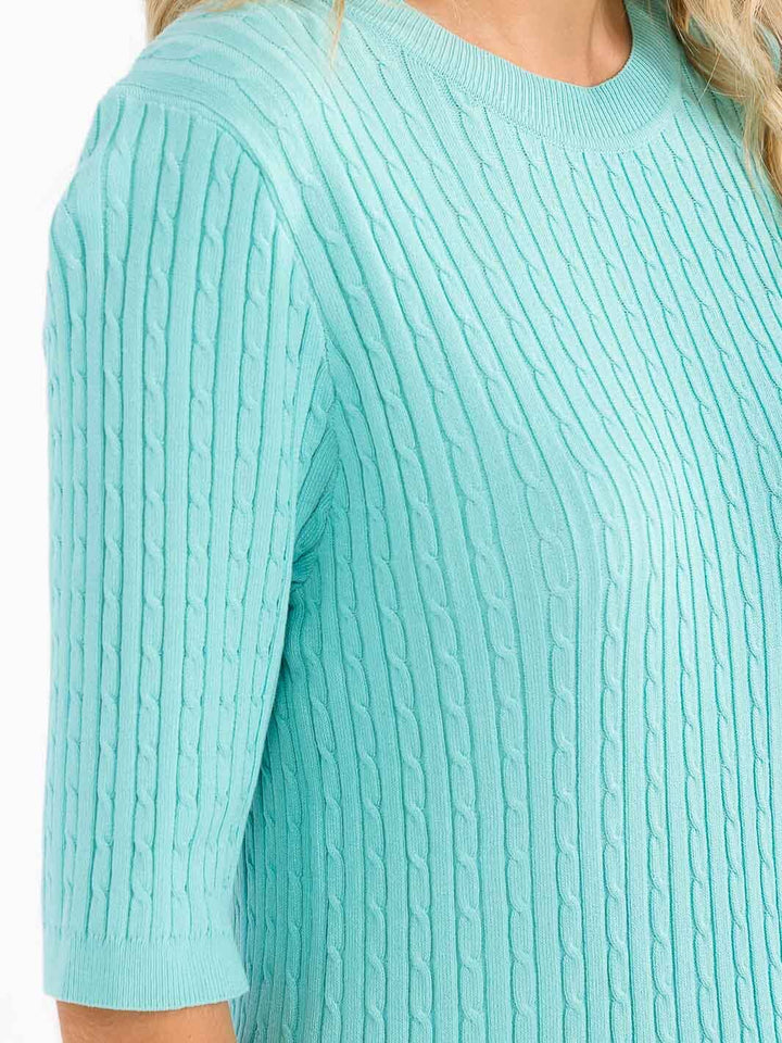 WOMEN'S SHORT SLEEVE RIBBED DETAILED BLOUSE